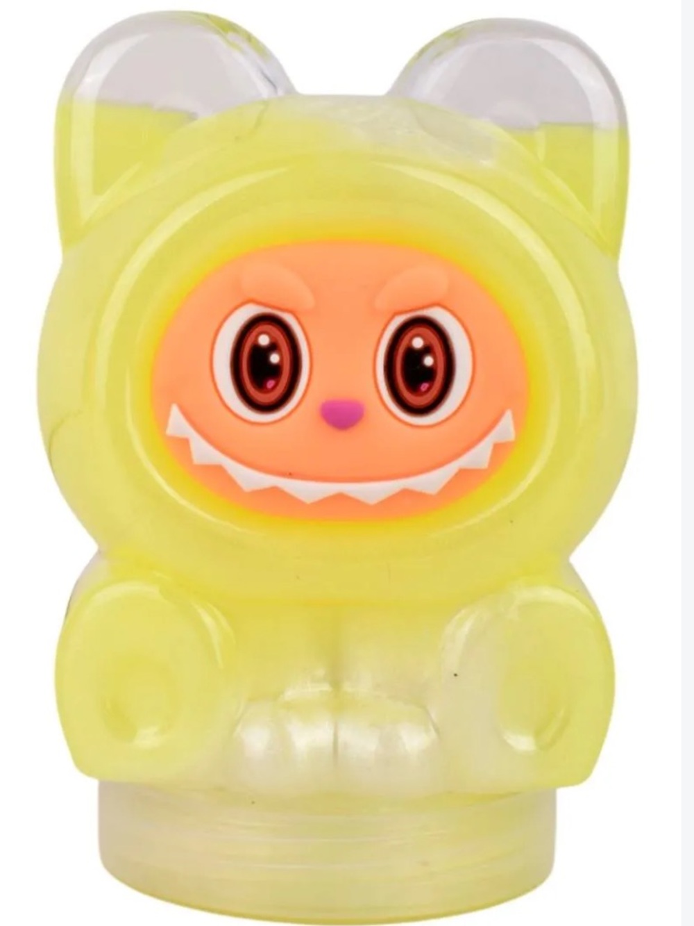 Labubu Yellow Shiny Glitter Slime Huggie Bear.